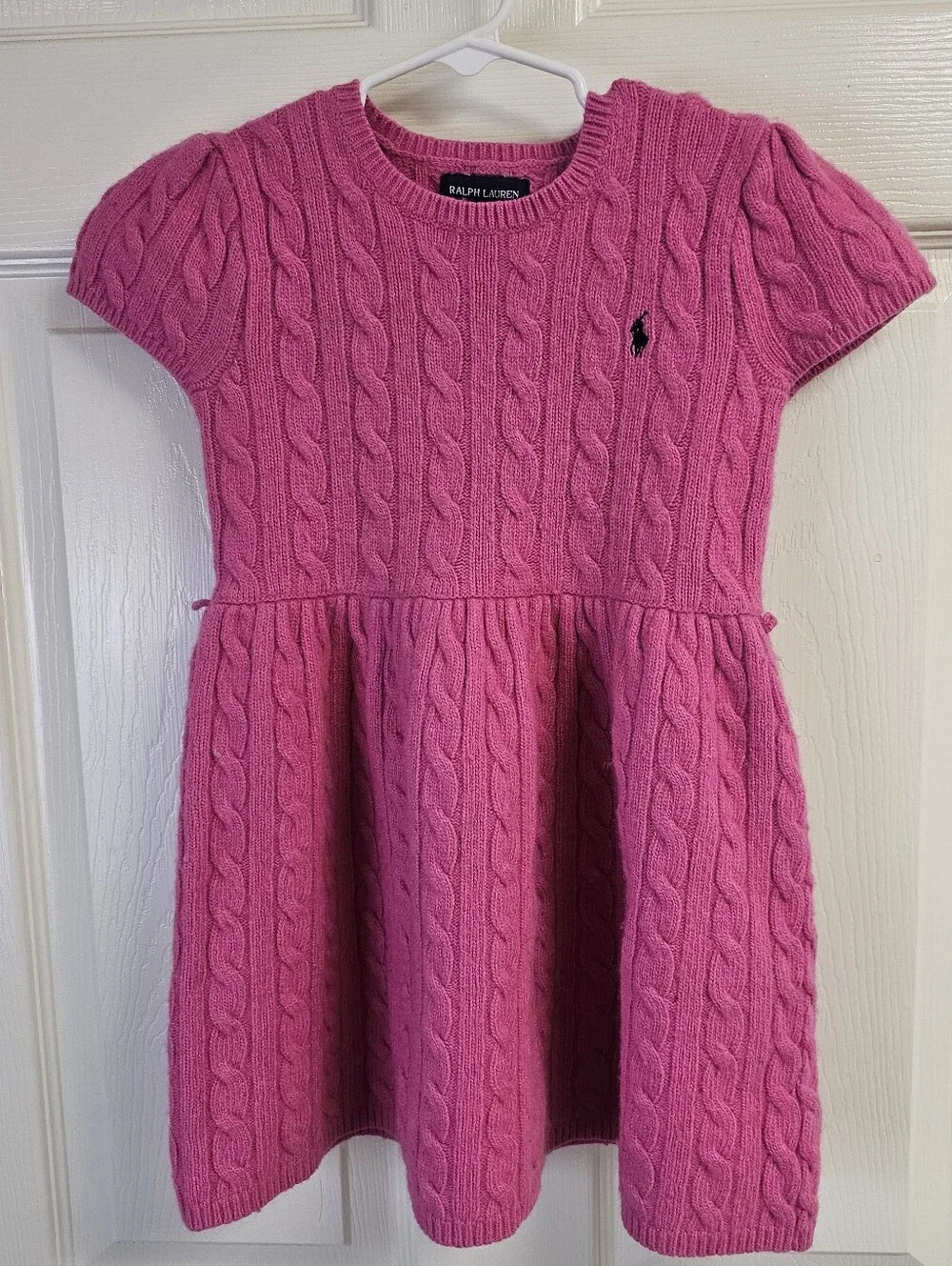 Ralph Lauren Girls' Wool Cable Knit Pink Dress Size 6